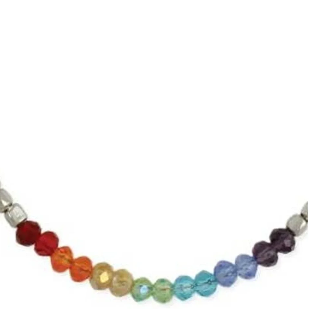 Silver Rainbow Sparkle Bead Anklet - Picture 2 of 2
